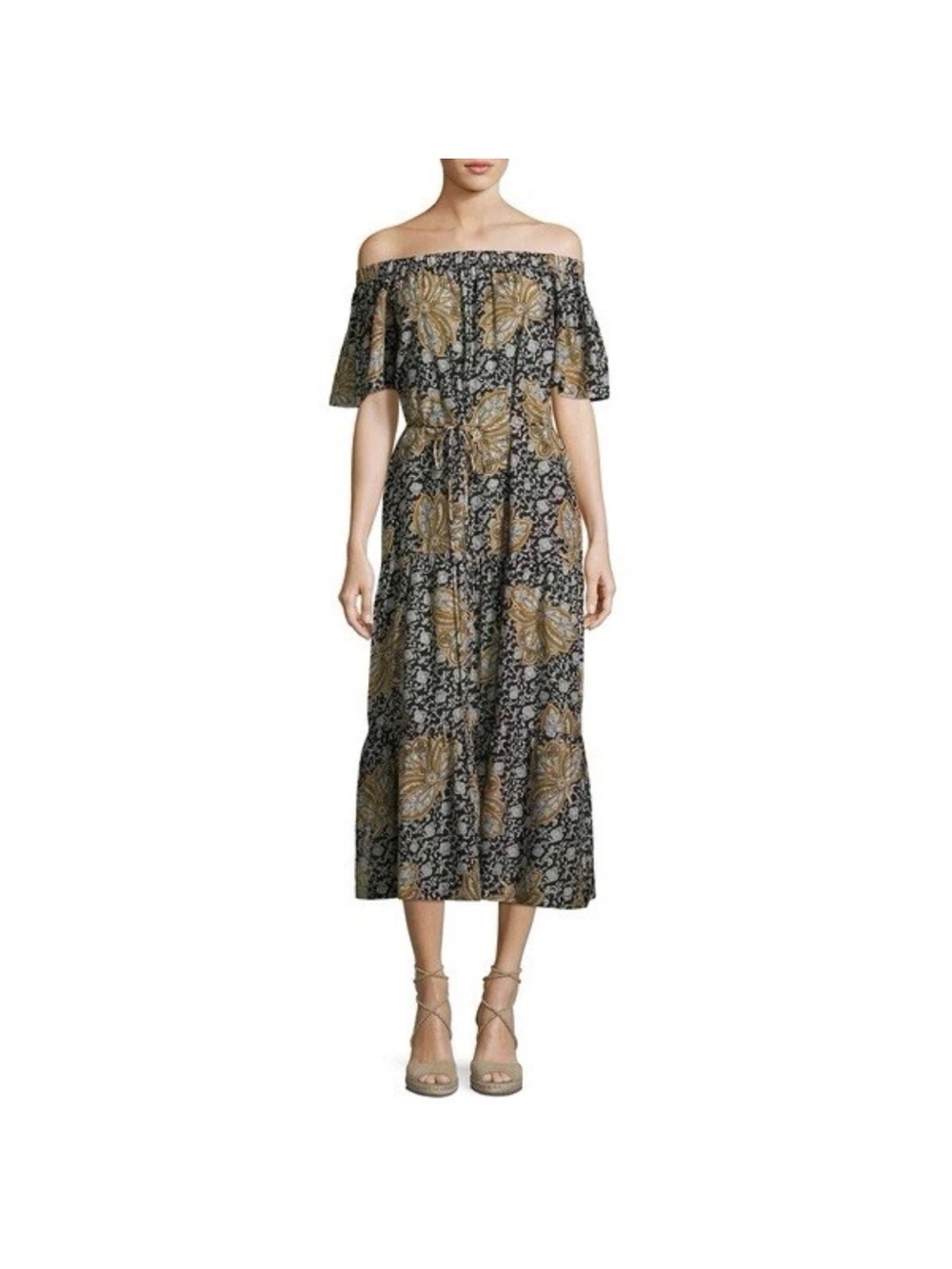 ALC Doris Dress- size 8 off the shoulder silk blend floral a.l.c.